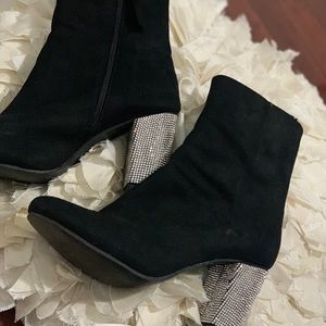 Black & silver high boots like new